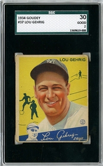 1934 Goudey #37 Lou Gehrig - SGC 30 GD 2